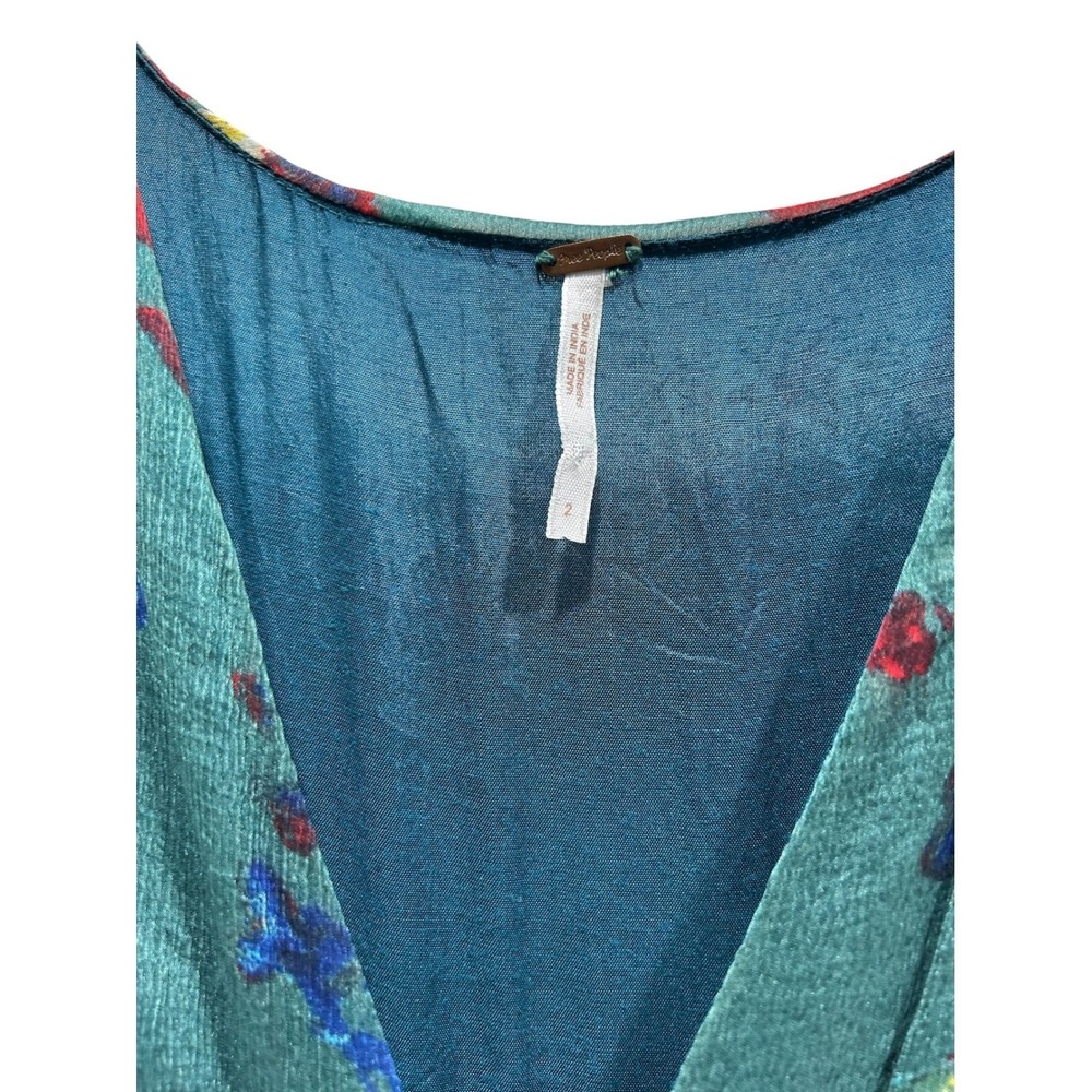 Free People Catching Glances Cottagecore Floral Ruffle Dress Size 2 whimsy boho - Picture 4 of 6
